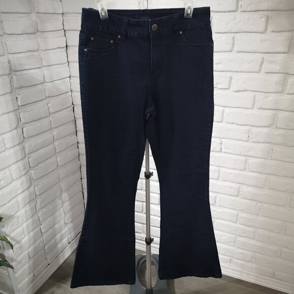 Liquid X Denim - Liquid X Jeans Ladies Size 15/16 Dark Wash Flare Legs Blue Jeans